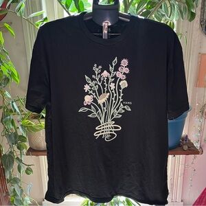 Vans Black Oversized Tee with Floral Bouquet Graphic